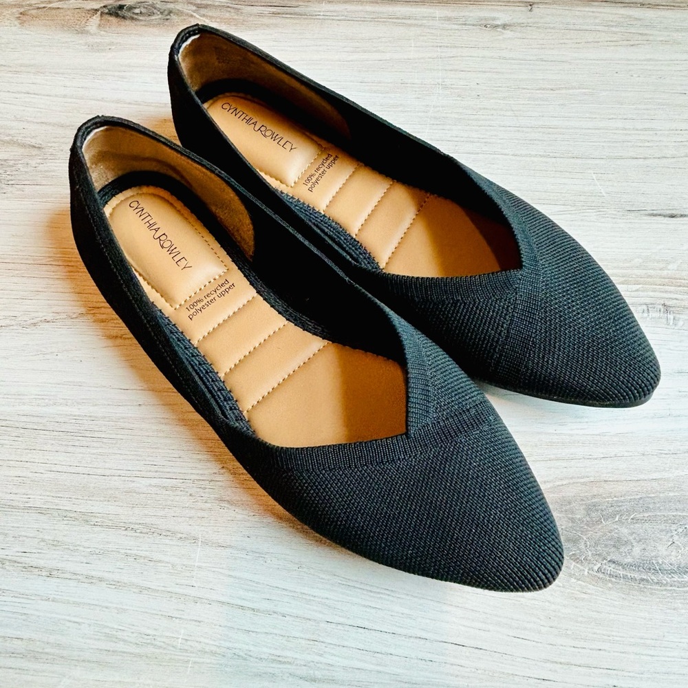 Cynthia Rowley Black Slip On Fabric Flats Size 6.5